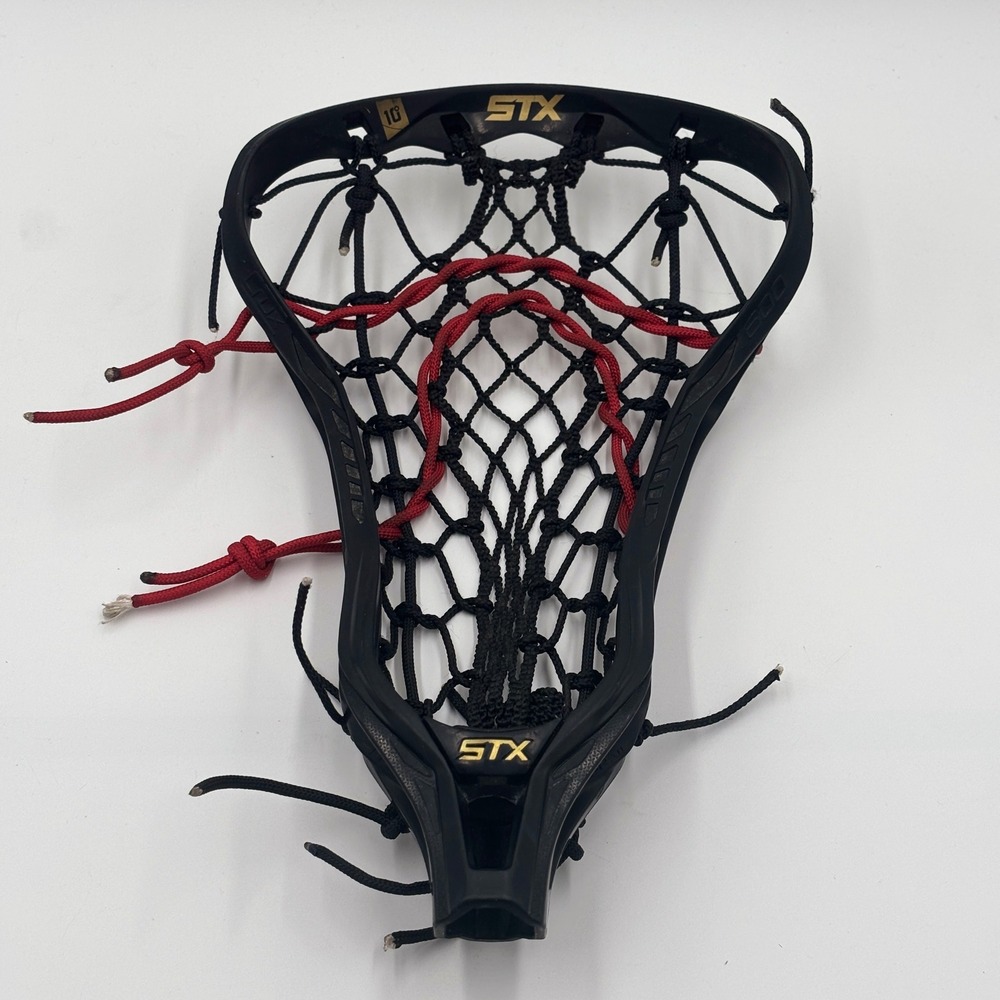 STX Crux 600 Womens Lacrosse Head Black Red Custom Strung 10 Degree Technology